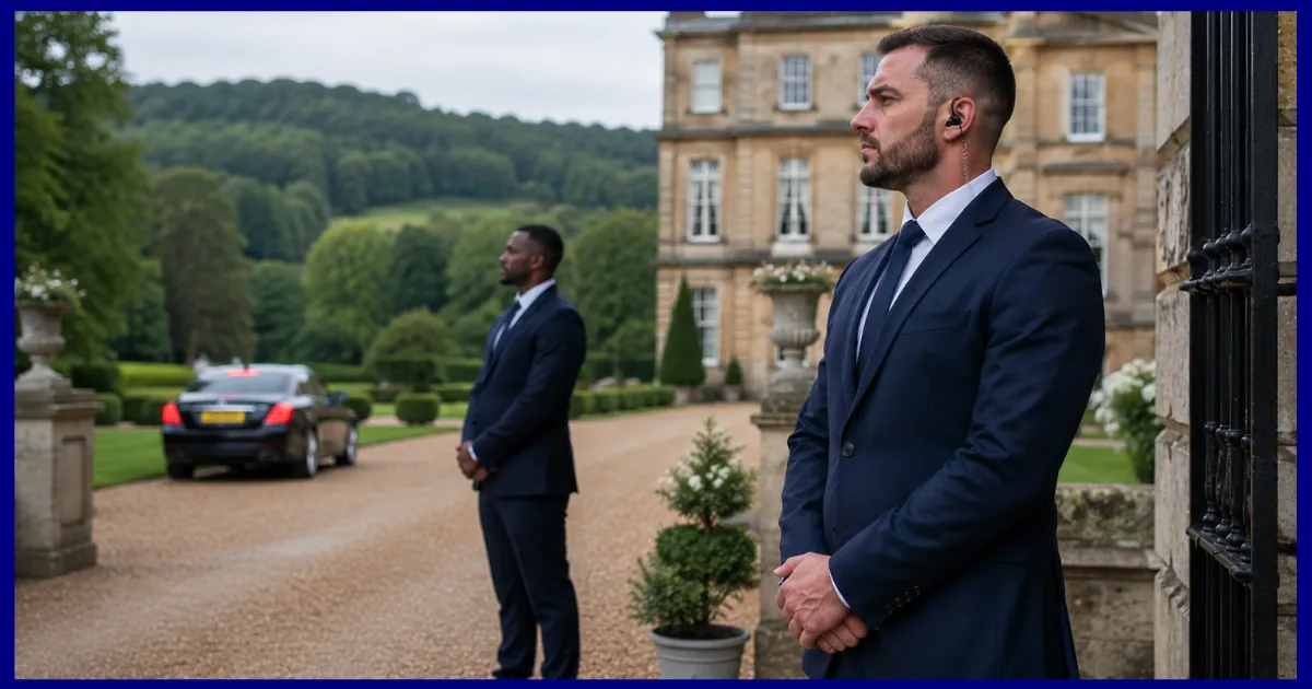 SIA-licensed event security officer at a riverside Buckinghamshire wedding venue