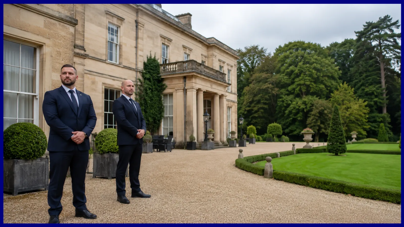 SIA-licensed event security officers on duty at a Surrey country-house wedding venue