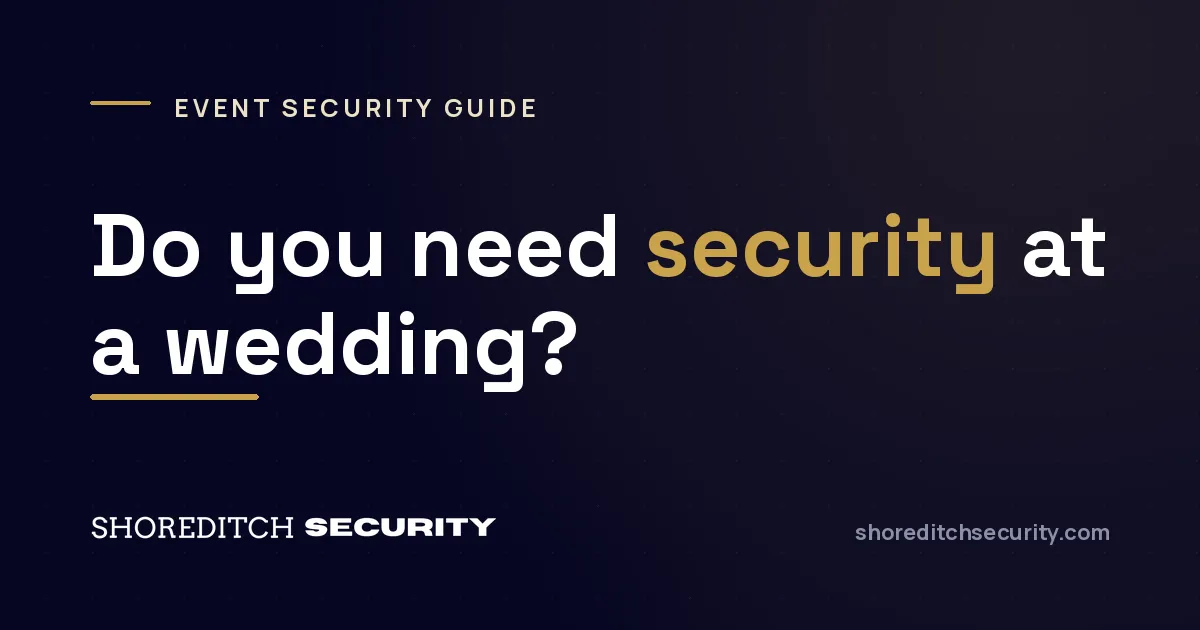 Shoreditch Security cover graphic titled 'Do you need security at a wedding?'