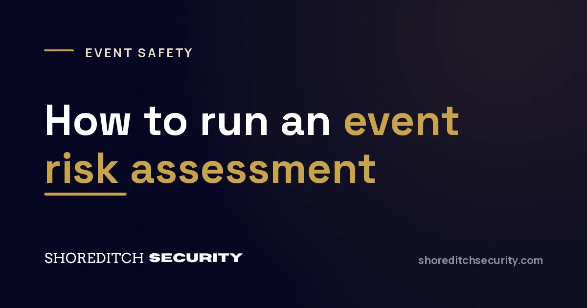 Shoreditch Security cover graphic titled 'How to run an event risk assessment'