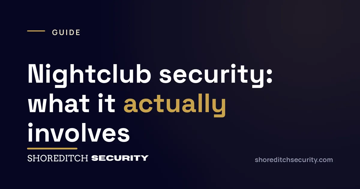 Shoreditch Security cover graphic titled 'Nightclub security: what it involves'